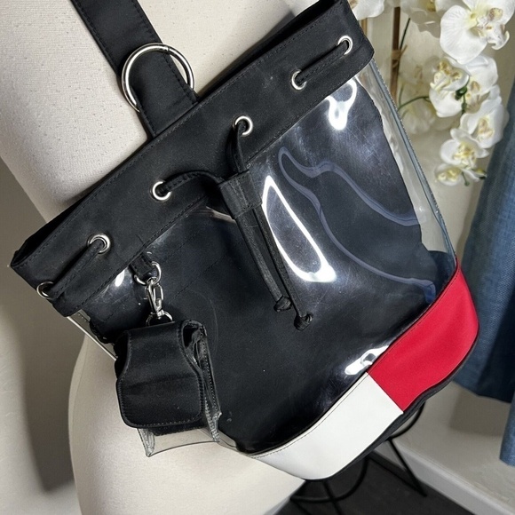 Rare Tommy Hilfiger Vintage Y2K 90s Clear Navy bucket Out Shoulder Sling Bag - Picture 3 of 9